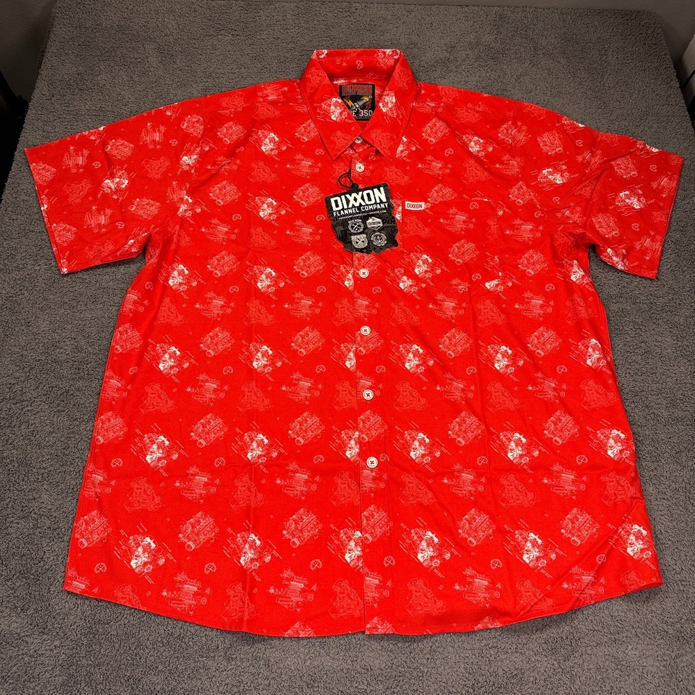 Dixxon Flannel Company The 350 Shirt Mens 2XL‎ Mechanic Engine Print Button Up